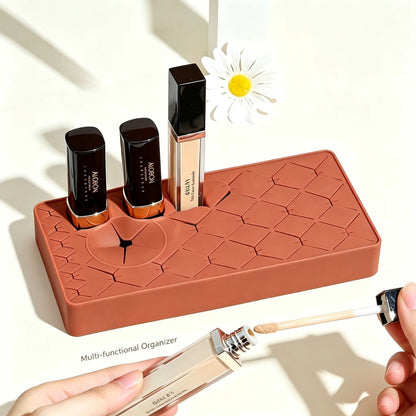Portable Silicone Lipstick & Brush Organizer